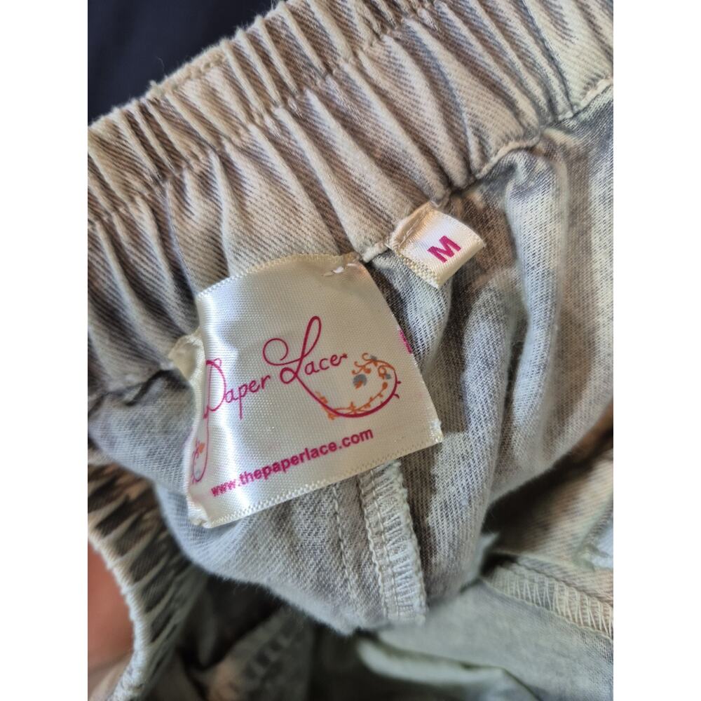 Paper Lace Light Gray Pink Floral Patchwork Cotton Pants Jeans Medium - Picture 10 of 10